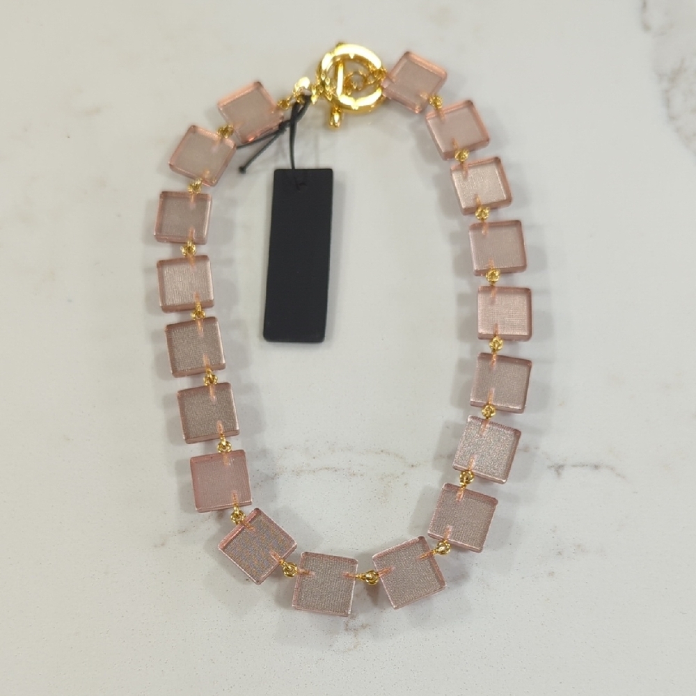 Ann Taylor Rose Crystal Square-Link Necklace with Gold Accents - Picture 6 of 6